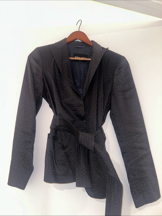 Giorgio Armani Jackets & Blazers - Giorgio Armani Navy Pin-dot Wrap Blazer with Belt